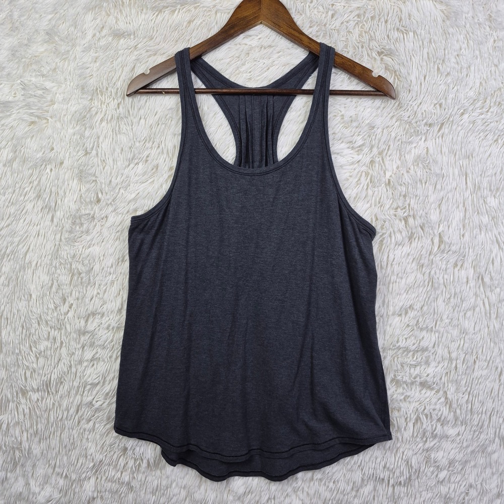 Lululemon Pleated Racerback Tank Top Dark Gray Heather Athletic Yoga Sz 12